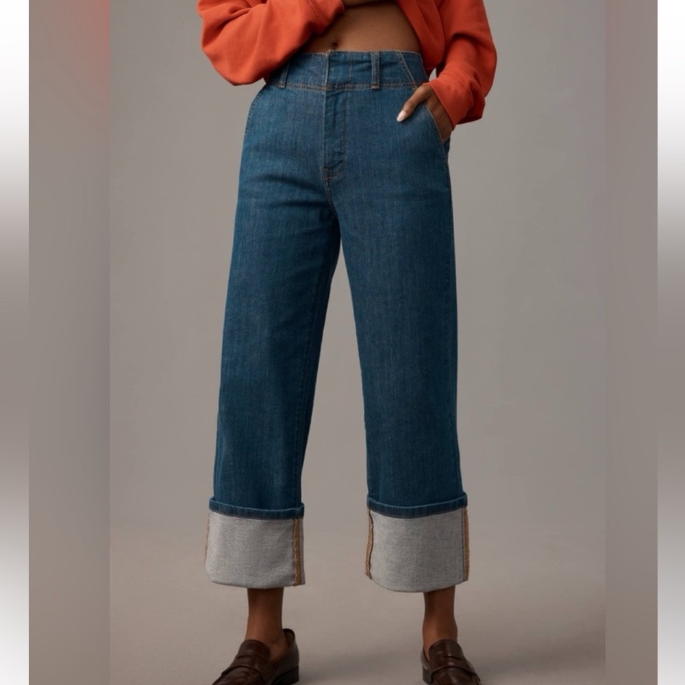 Pilcro by Anthropologie The  Maisy Relaxed Cuff Mid-Rise Jeans